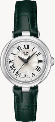 Tissot Bellissima (26mm) Mother-of-Pearl Dial / Green Leather Strap T1260101611302