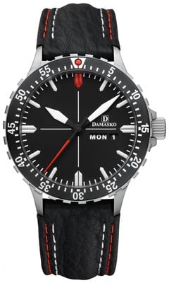 Damasko DK44 Day/Date Automatic TOP (40mm) Black Dial / Black Leather Double-Stitch Strap DK44