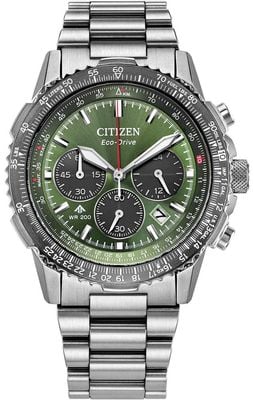 Citizen Eco-Drive Promaster Air Navihawk Chronograph (40mm) Green Dial / Stainless Steel Bracelet CA4664-60W