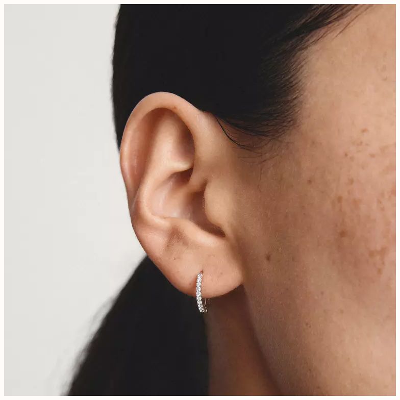Thomas Sabo Sterling Silver Classic Zirconia Hoop Earrings CR776-051-14 - alternate view 3