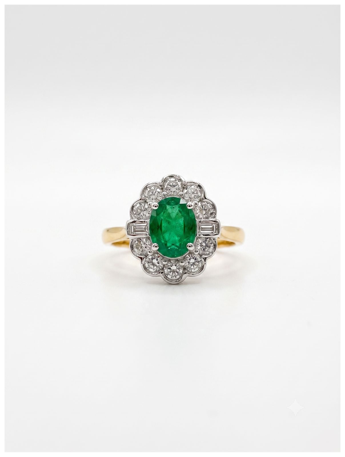 James Moore R547D1-E/AZ18Y 18ct Yellow Gold Emerald Cluster Jewellery