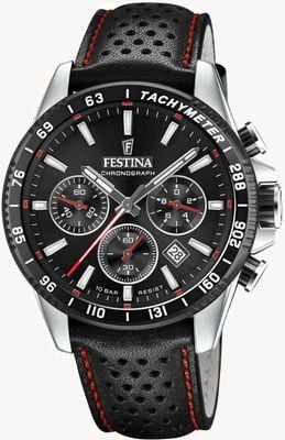 Festina Men's Chronograph | Black Dial | Black Leather Strap F20561/4