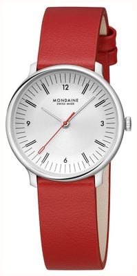 Mondaine Doppio (33mm) Off-White Dial / Red Vegan Grape Leather Strap MLE.33110.LCV