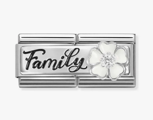 Nomination Classic DETAILED Steel, Enamel, Cubic Zirconia And Sterling Silver Sterling Silver (17_Family With Flower) Charm 330734/17