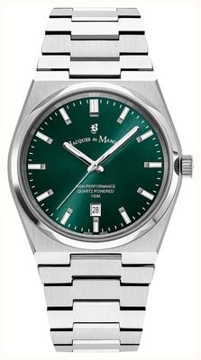 Jacques Du Manoir Horizon Quartz (41mm) Green Sunray Dial / Stainless Steel Bracelet JWG03503