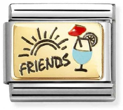Nomination Classic PLATES In Steel, Enamel And Bonded Yellow Gold Friends With Cocktails Charm 030289/08