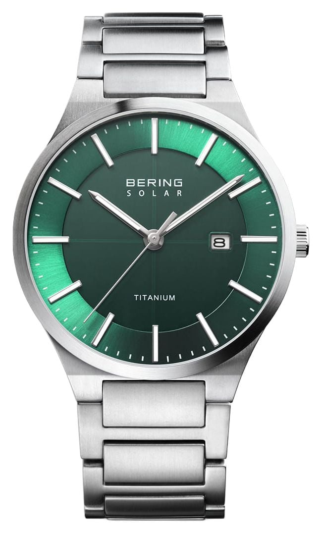 Bering 15239-778 Slim Solar (39mm) Green Dial / Titanium Watch