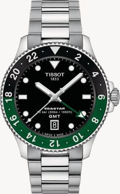 Tissot Seastar 1000 Quartz GMT (40mm) Black Dial / Stainless Steel Bracelet Watch T1208521105100
