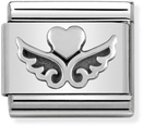 Nomination Classic Winged Heart Oxidised Sterling Silver & Steel Charm 330101/13