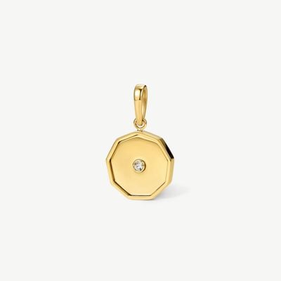 D.LOUISE Gold Tone White Stone Nonagon Pendant CH-33