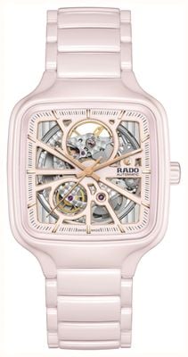 RADO True Square Open-Heart Automatic (38mm) Pink Skeleton Dial / Pink High-Tech Ceramic Bracelet R27123012