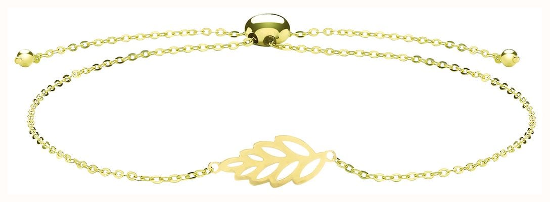 James Moore TH Women's 9ct Yellow Gold Leaf Pull Style Bracelet BR636