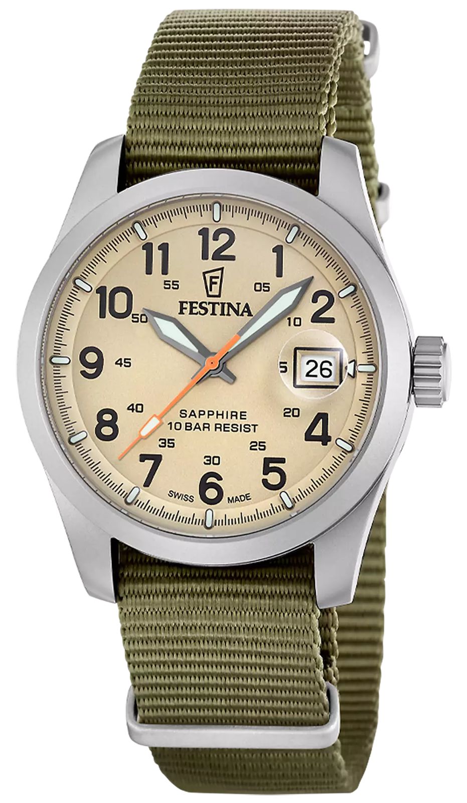 Festina F20082/1 Swiss Made Field Quartz (39mm) Beige Dial Watch