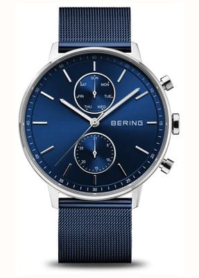 Bering Men's Classic (42mm) Blue Sunray Dial / Blue Stainless Steel Milanese Mesh Bracelet 13242-307