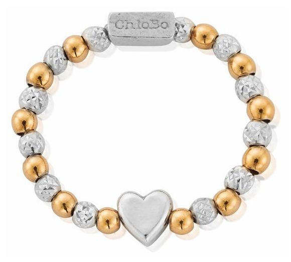 ChloBo GMR2HEART Gold And Silver Inset Heart Ring – Medium Jewellery