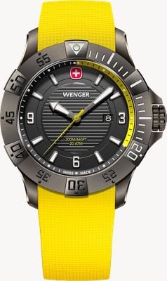 Wenger Seaforce Quartz (43mm) Black Dial / Yellow Silicone Strap 01.0641.145