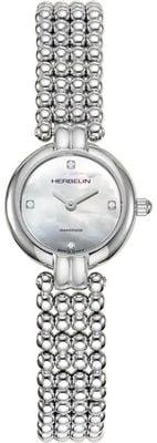 Herbelin Ladies Perles Mini (21mm) White Mother-of-Pearl Dial / Stainless Steel Bracelet 17433B89