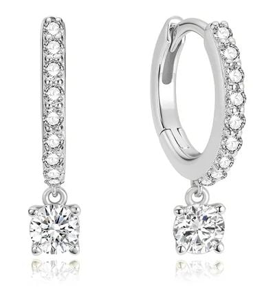 Ania Haie E075-09H Silver Dangling Sparkle Huggie Hoop Jewellery