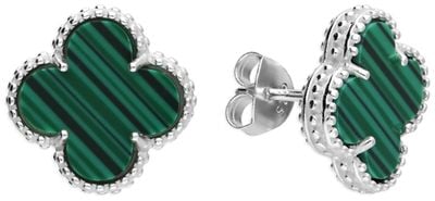 Quatrefoil Synthetic Malachite Sterling Silver Earrings H6403/G