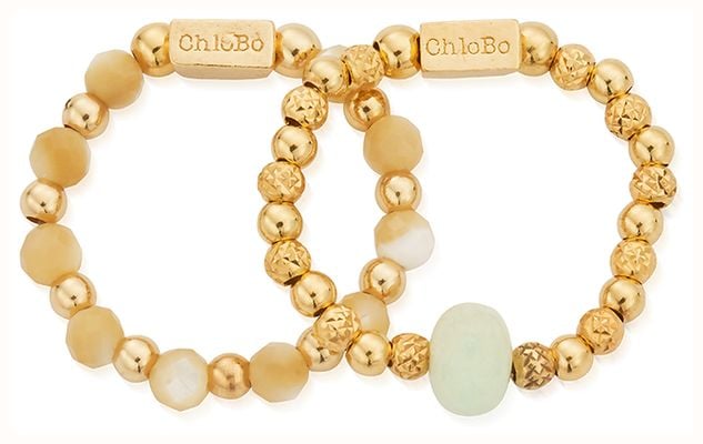 ChloBo TREASURES OF BALI Peace & Balance Set of 2 Rings - 18ct Gold Plated GRSET2AP