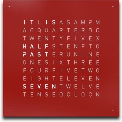 QLOCKTWO EARTH 45 STEEL SERIES RED PEPPER (English) - White Lacquered QT4ENREPC-UK