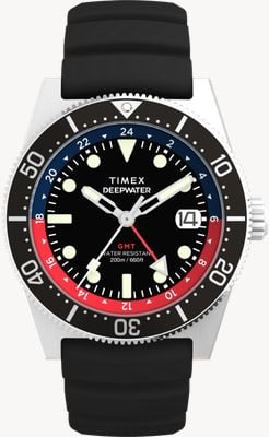 Timex Deepwater Reef 200 GMT (41mm) Black Dial / Black Synthetic Rubber Strap TW2W75000