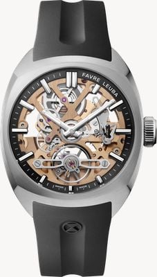 Favre Leuba Chief Skeleton Automatic (40mm) 4N18 Gold Skeleton Dial / Black Rubber Strap 00.20105.103.01.301