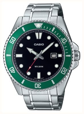 Casio Diver Watch Collection (46.3mm) Black Dial / Stainless Steel Bracelet MDV-107D-3AVEF