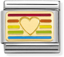 Nomination Classic PLATES Steel Enamel And 18k Gold Rainbow HEART Flag Charm 030263/24