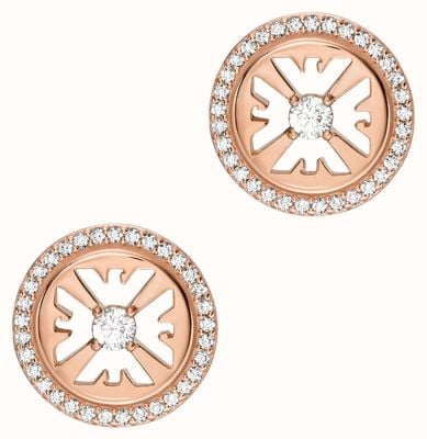 Emporio Armani Women's Crystal-Set Rose Gold-Tone Sterling Silver Eagle Coin Stud Earrings EG3594221
