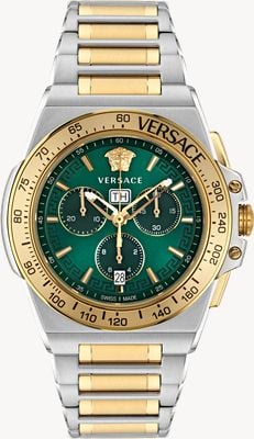 Versace Men's Greca Extreme Chrono (45mm) Green Dial / Two-Tone Stainless Steel Bracelet VE7H00523