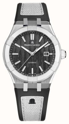 Maurice Lacroix Aikonic Automatic (43mm) Black Carbon Dial / Black & White Bi-Rubber Strap AC6008-SSL70-330-2