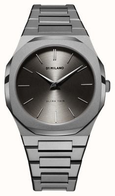 D1 Milano Ultra Thin Anthracite (40mm) Grey Brushed Dial / Gun-Metal PVD Stainless Steel Bracelet UTBJ22