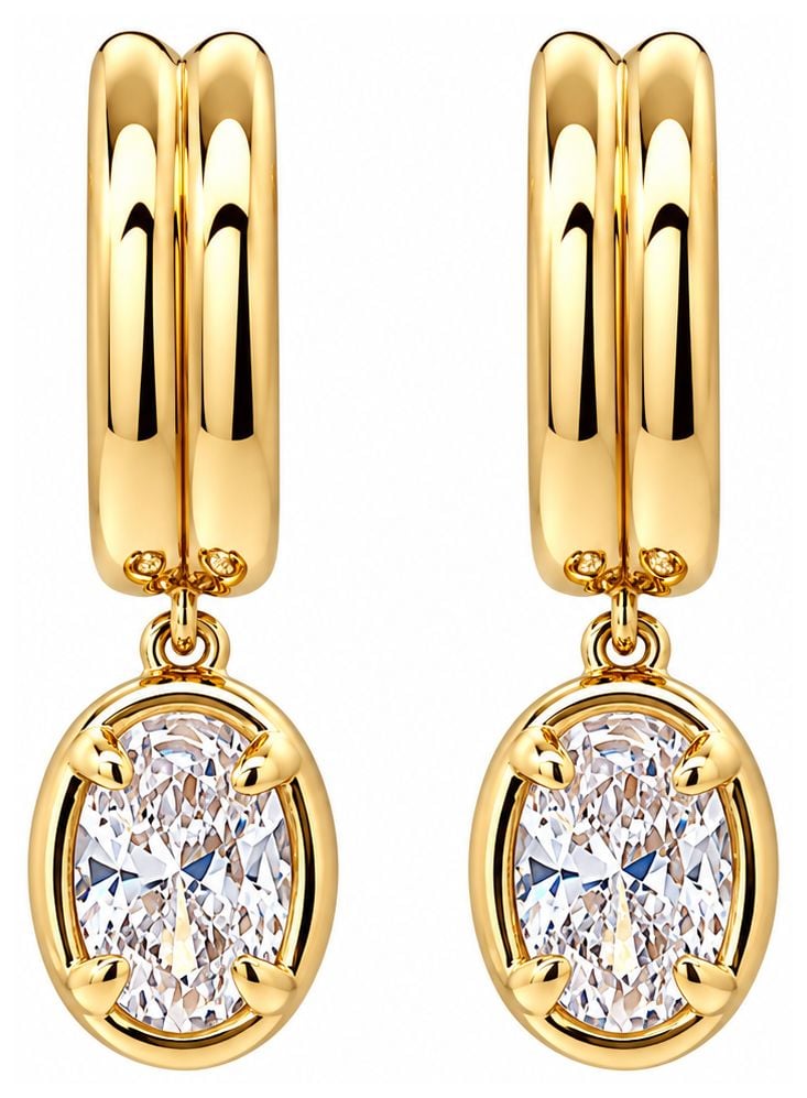 Burren Jewellery E1794 18K Gold Plated Hoop Earrings, Bezel-