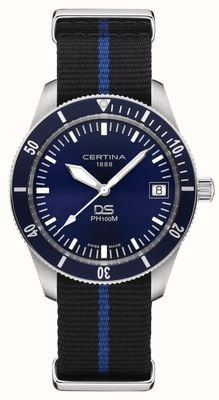 Certina DS PH100M Gent (40.5mm) Blue Dial / Blue Black Nato Fabric Strap C0444101804000