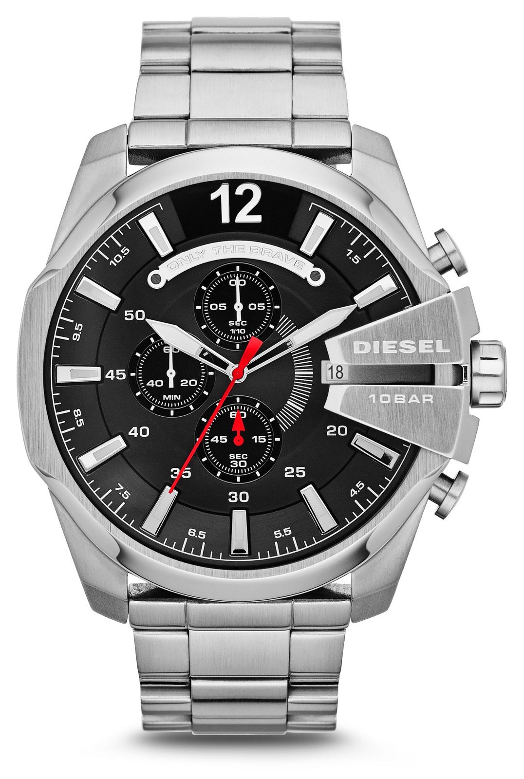 Diesel DZ4308 Men’s Mega Chief Stainless Steel Black Dial Watch