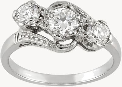 Pre-owned Plat 3 Stone Diamond 1.10 carat JM4805