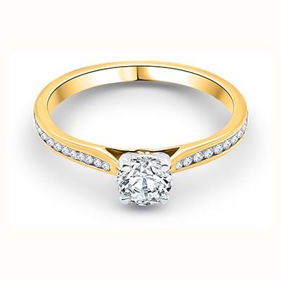 18ct Yellow Gold Plat Diamond Ring 0.40ct E SI1 XXX J8067