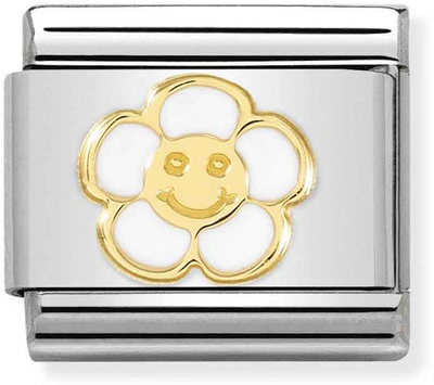 Nomination Composable Classic SYMBOLS Steel Enamel And 18k Gold Smile Flower 030272/59