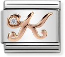 Nomination Classic Letter K 9ct Rose Gold & Steel Charm 430310/11