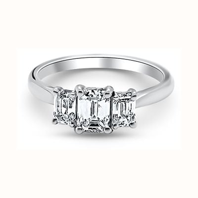 Bass Jewellery Platinum Emerald Trilogy Ring 1.03ct G Si J7378