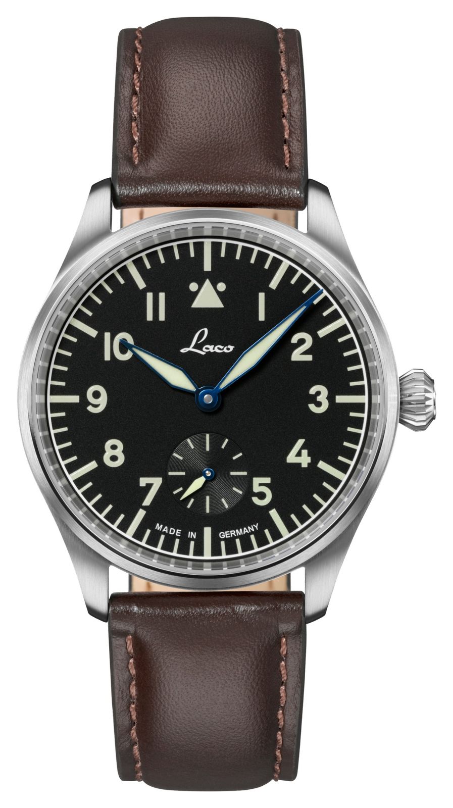 Laco 862172 Ulm 39 (39mm) Black Dial / Brown Leather Strap Watch
