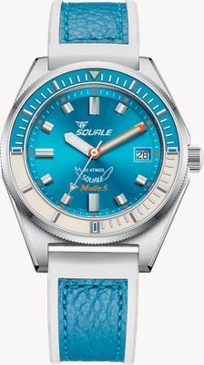 Squale Matic S Automatic (39mm) Sunray Light Blue 313C Dial / Light Blue HydroLeather Strap Watch MATICLBWLB.RLWLB