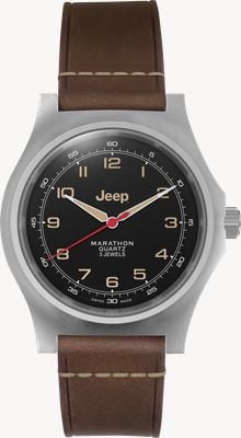 Marathon x Jeep® Willys SSGPQ Quartz (41mm) Black Dial / Brown Crazy Horse Leather Strap WW194034SS-4001