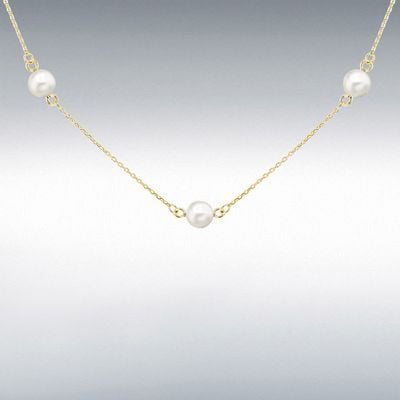 IBB 9ct Yellow gold 5 Pearl Necklet 16" 1.19.1800