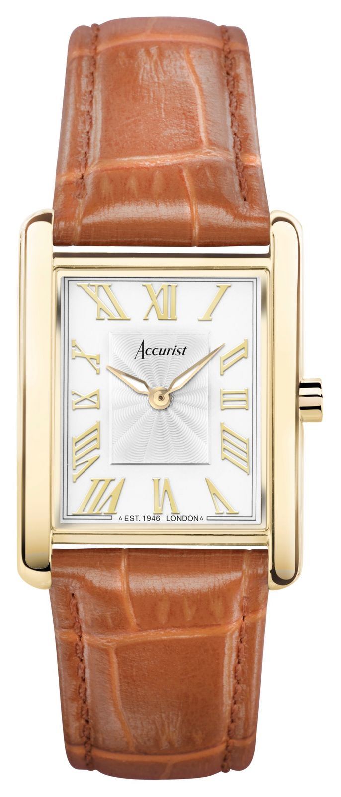 Accurist 71004 Rectangle Womens | White Dial | Brown Leather Watch