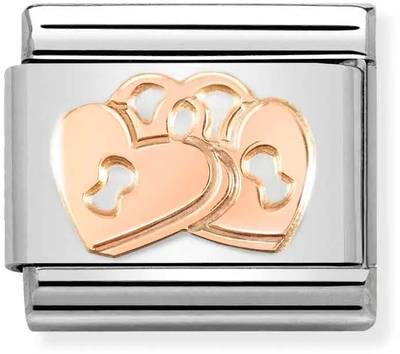 Nomination Classic Padlock Hearts Rose Gold Charm 430104/39