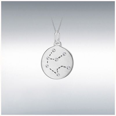 IBB Sterling Silver Rhodium Plated Cubic Zirconia Aquarius Star Sign Constellation Pend 8.68.5799