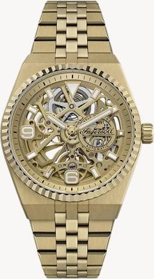 Ingersoll THE LANDING Automatic (40mm) Gold Skeleton Dial / Gold PVD Stainless Steel Bracelet I18702