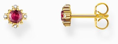 Thomas Sabo Vintage-Style Red Lab-Grown Sapphire Gold-Plated Stud Earrings H2311-995-10